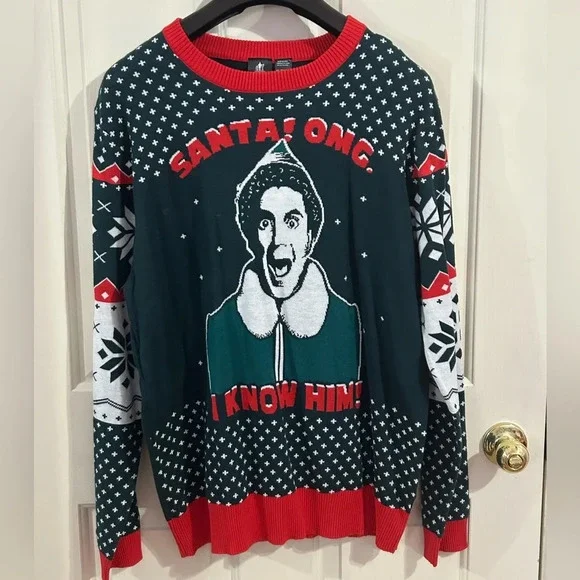 NWT Buddy the Elf Men’s XL Ugly Christmas Sweater - Picture 2 of 8